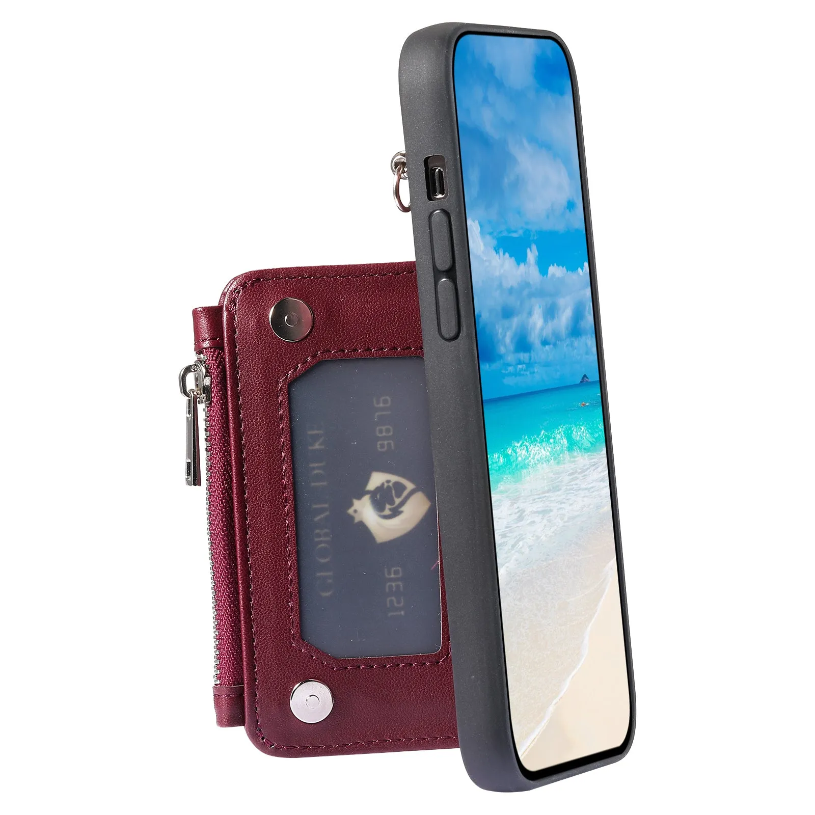 009 For iPhone 6 / 6s / 7 / 8 / SE (2020) / SE (2022) Back Shell RFID Blocking Zipper Wallet Case PU Leather TPU Kickstand Phone Cover with Straps