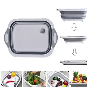 098 Foldable Chopping Board, Dish Rack, Washing Bowl & Draining Basket, 3in1 Multi-Function