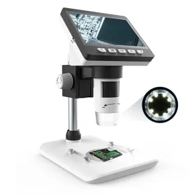 1000x Digital Microscope: With 4.3in Screen, LED Lighting, 1080p @ 30fps Video