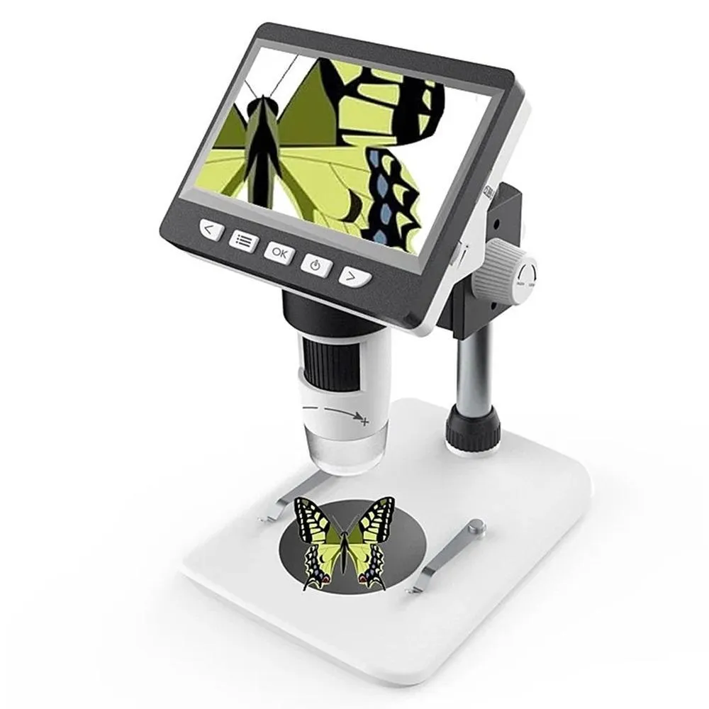 1000x Digital Microscope: With 4.3in Screen, LED Lighting, 1080p @ 30fps Video