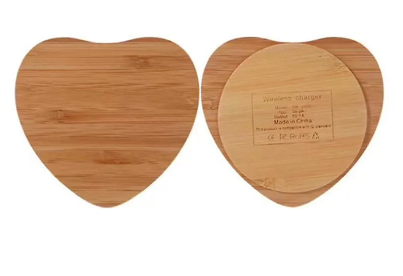 10W heart shape 10W Portable Wireless Charger, Slim Wood Charging Pad AZ10048