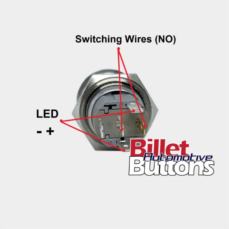 16mm 'LINE LOCK' Push Button Switch Raised Top LED Small