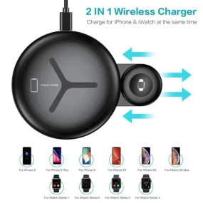 2 in 1 Wireless Charger for Smartphones and Watches