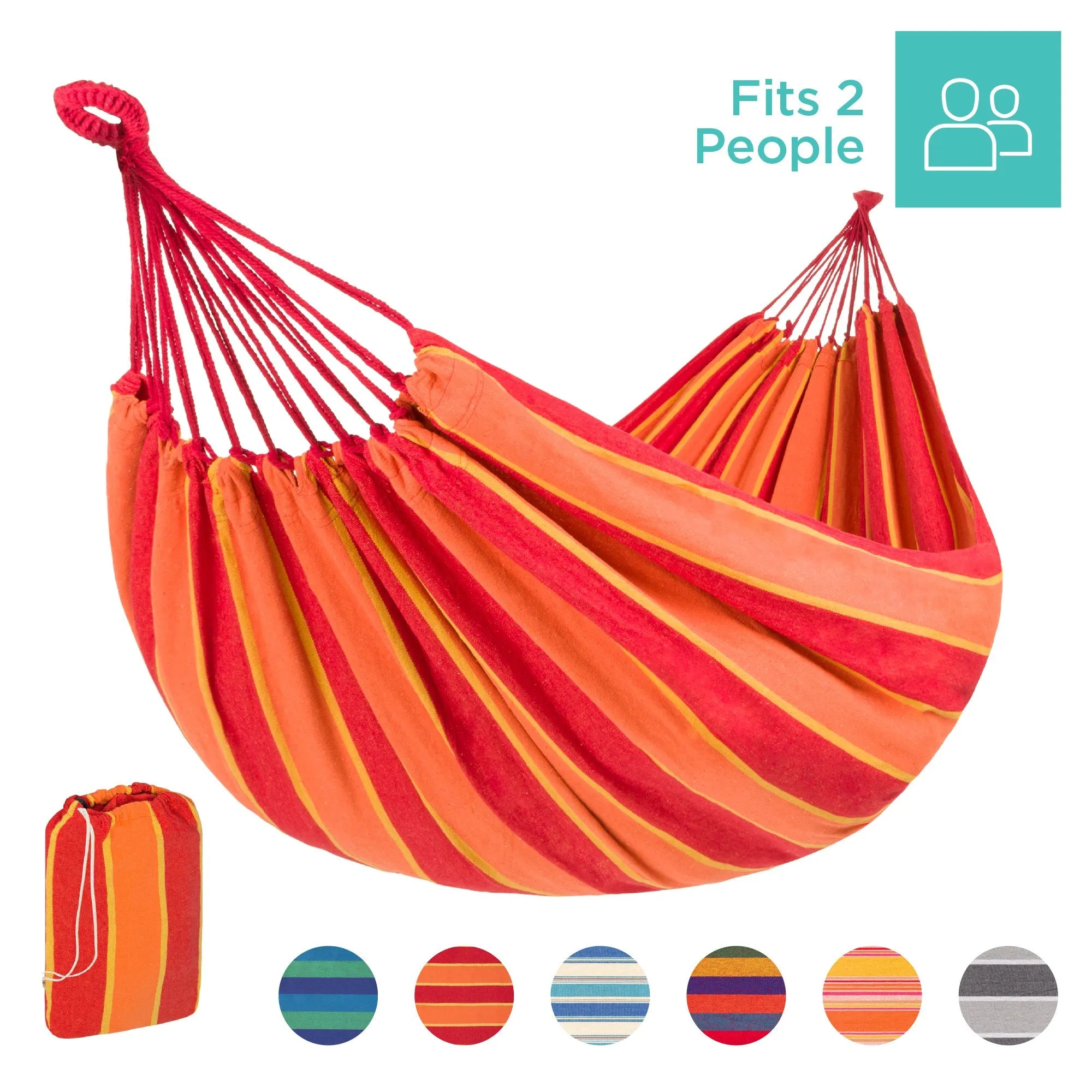 2-Person Brazilian-Style Double Hammock w/ Portable Carrying Bag