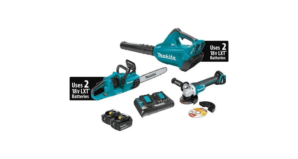 2020 Makita 18V X2 (36V) LXT® Brushless 2-Pc. Combo Kit and Brushless Angle Grinder (XT276PTX)