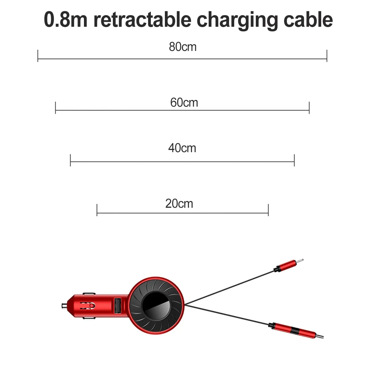 3-IN-1 Car Charger Mobile Phone  Adapter For IOS/Android/Type-C USB Retractable Charging Cable 4.2A Fast Charing For Truck