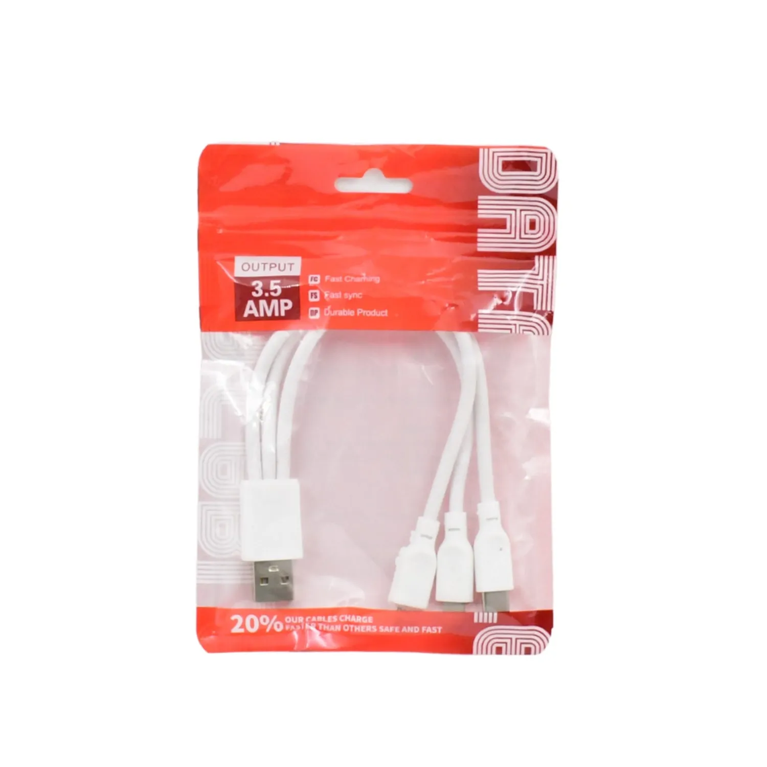 3 In 1 Charging Cable Fast Charging Cord USB Cable 3.5 Amp (1 Pc)