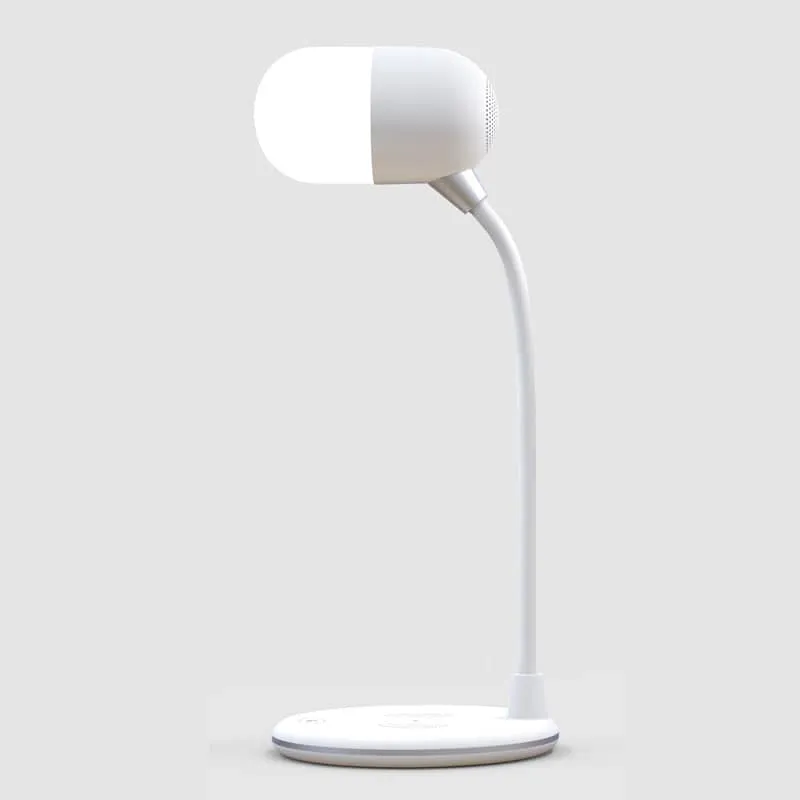 3 IN 1 Desk Lamp With Qi Wireless Charger 5W Bluetooth Speaker USB Dimmable For Bedroom