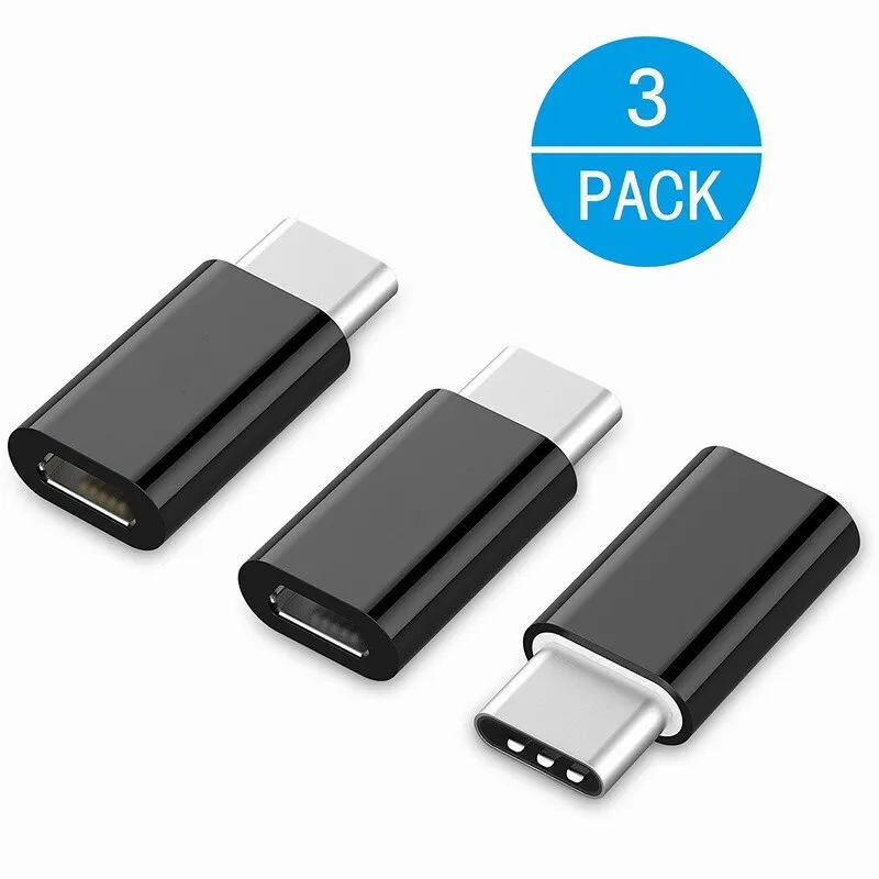 3PCS USB C Type-C Adapters for Xiaomi Mi8 mi A1 A2 MacBook Samsung Galaxy S8 Plus Note 8 9 S9 OnePlus 5 3 3T 5T 6 6T Accessories