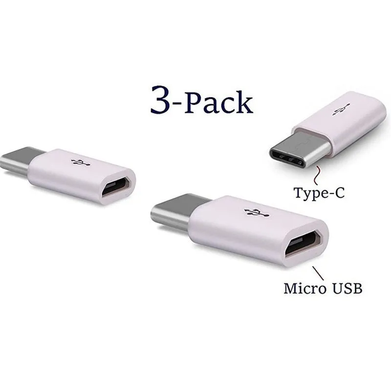 3PCS USB C Type-C Adapters for Xiaomi Mi8 mi A1 A2 MacBook Samsung Galaxy S8 Plus Note 8 9 S9 OnePlus 5 3 3T 5T 6 6T Accessories