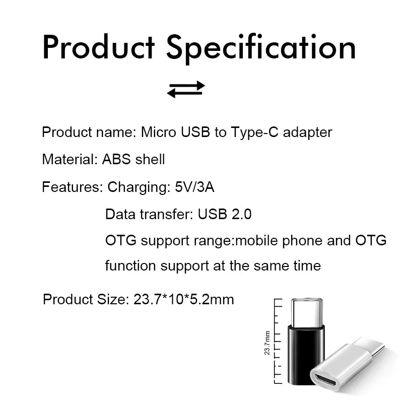 3PCS USB C Type-C Adapters for Xiaomi Mi8 mi A1 A2 MacBook Samsung Galaxy S8 Plus Note 8 9 S9 OnePlus 5 3 3T 5T 6 6T Accessories