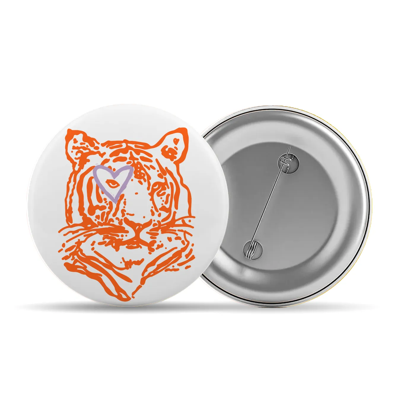 3" Heart Eye Tiger Button