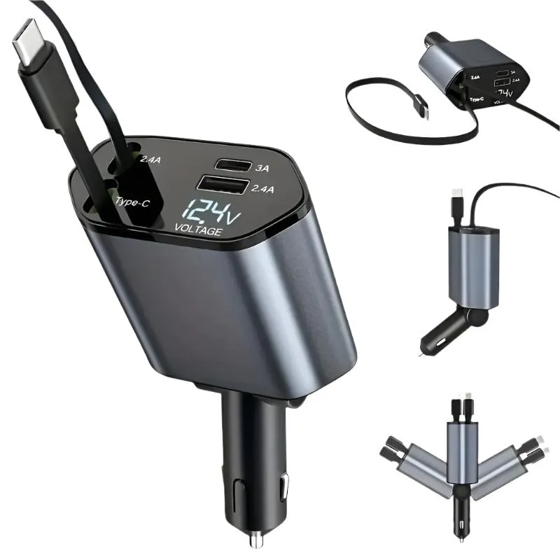 4-in-1 Retractable Car Charger