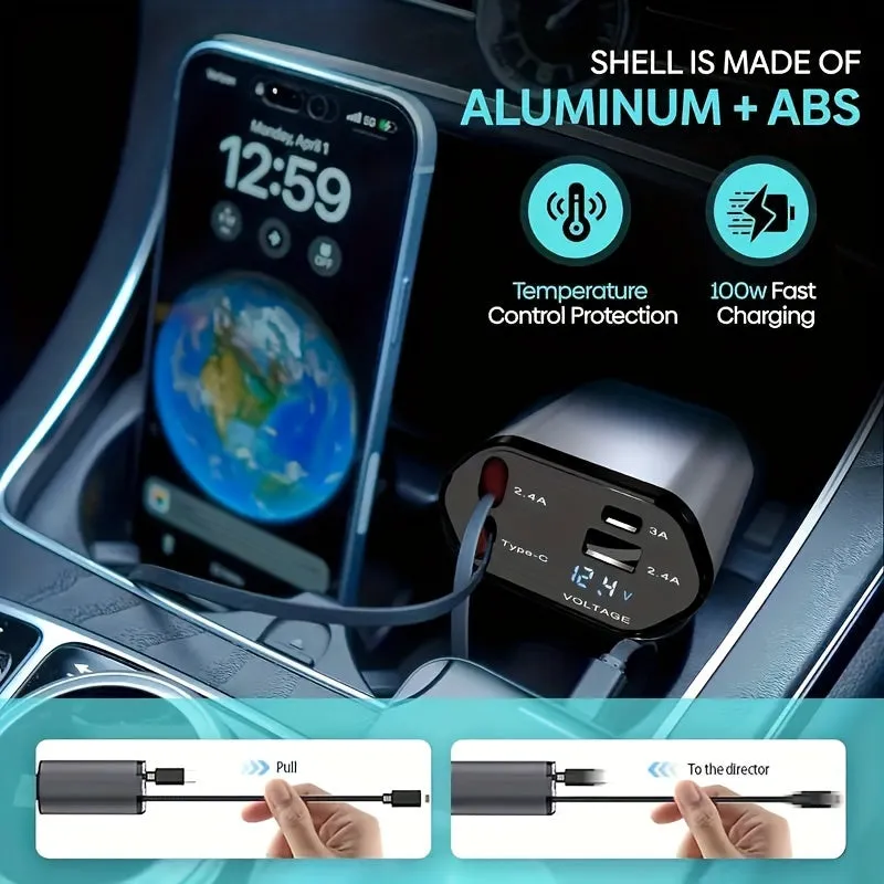 4-in-1 Retractable Car Charger