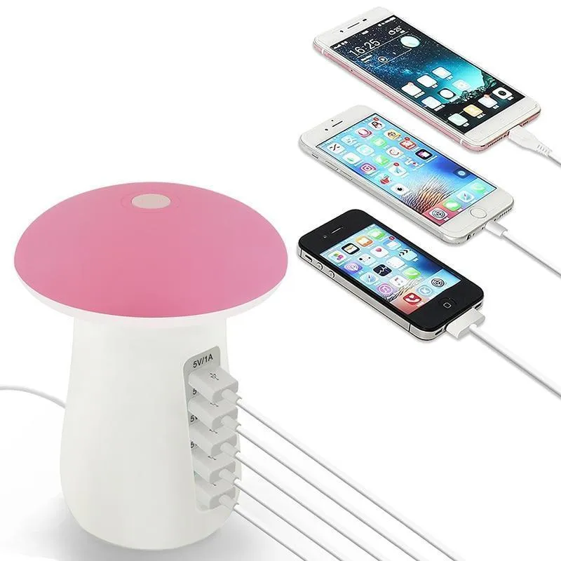 5 USB Fast Charging Station With Night Light