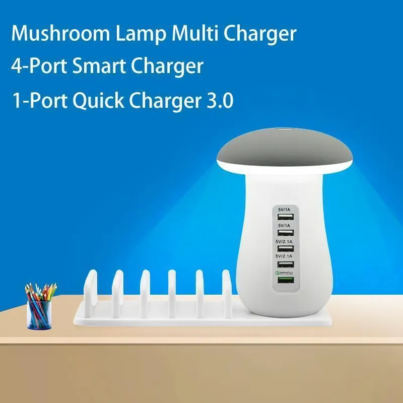 5 USB Fast Charging Station With Night Light