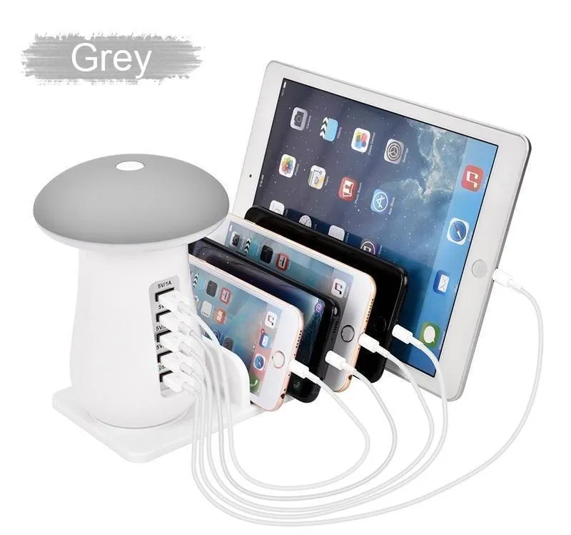 5 USB Fast Charging Station With Night Light