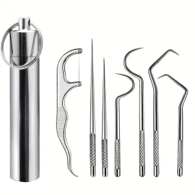 7Piece Stainless Steel Toothpick Set for Travel and Outdoor