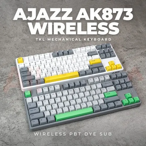 Ajazz AK873 White Mechanical keyboard RGB Wired&Wireless (Shanlan switch)