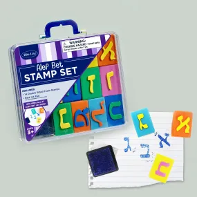 Alef-bet Stamp Set, Eva, Blue Ink Pad, 4.5x5.5",14/carrying Case