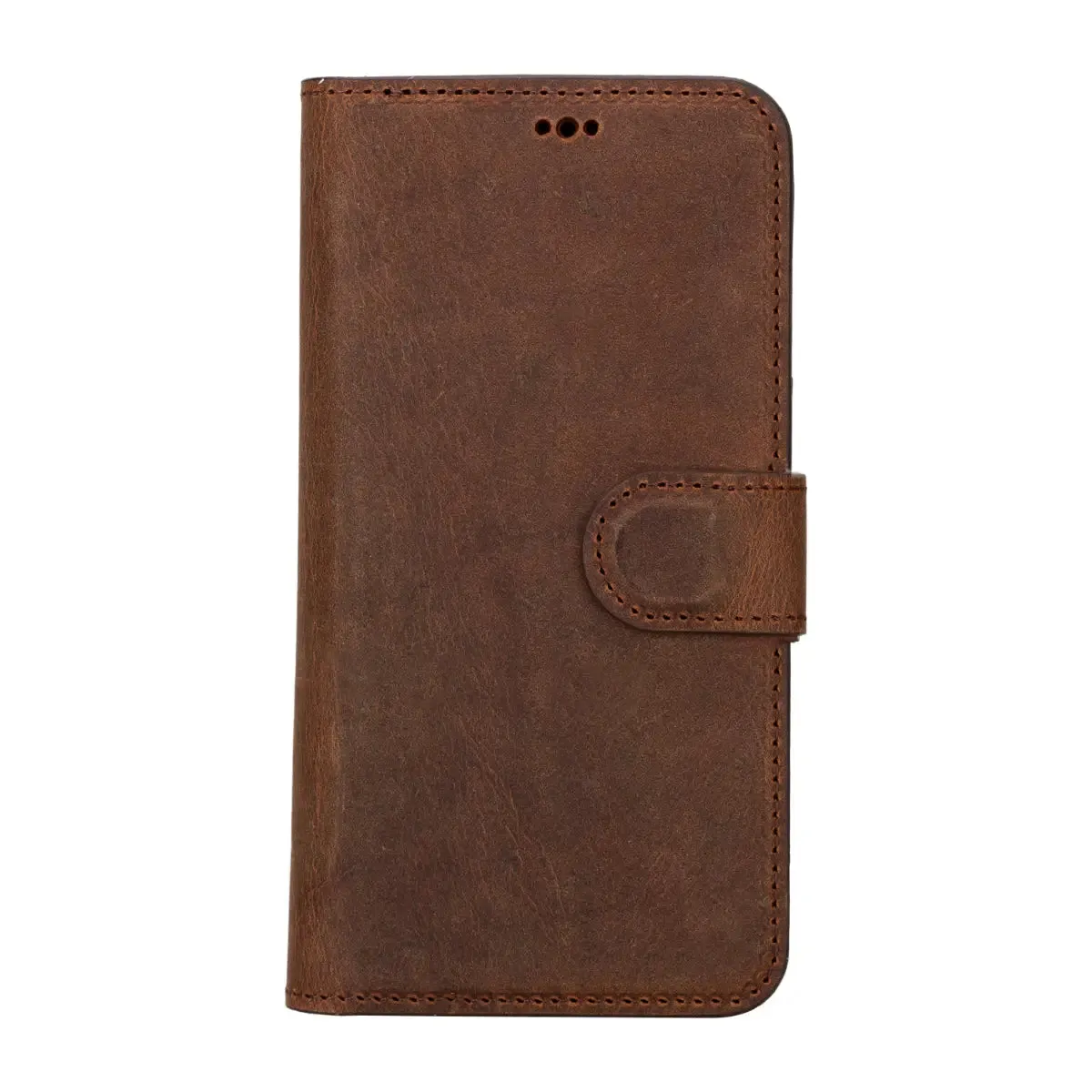 Antic Brown Leather iPhone 15 Wallet Case