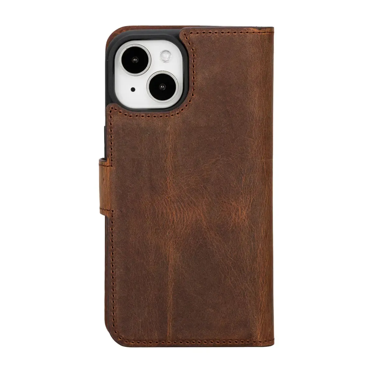 Antic Brown Leather iPhone 15 Wallet Case