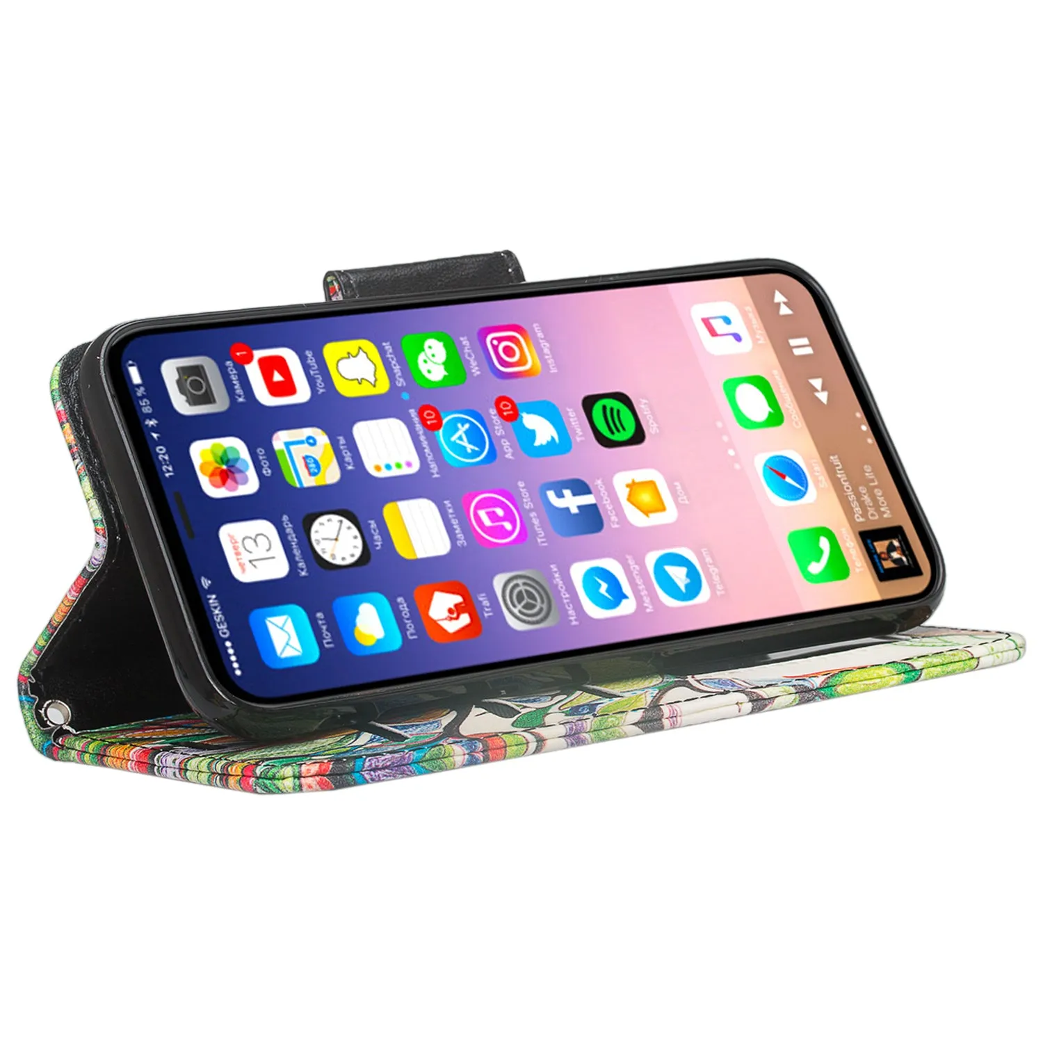 Apple iPhone ??? | iPhone Ten Case, iPhone ??? | iPhone Ten Wallet Case, Slim Flip Folio [Kickstand] Pu Leather Wallet Case with ID & Card Slots & Pocket   Wrist Strap - Vibrant Tree