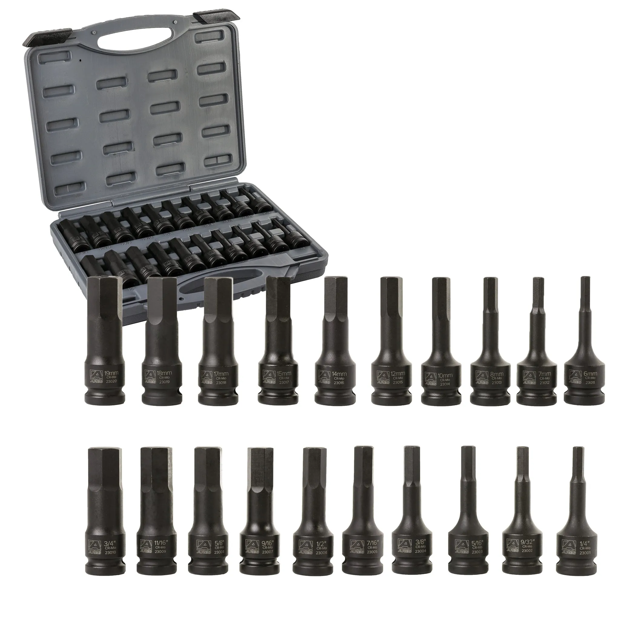 ARES 23000 - 20-Piece 1/2-Inch Drive Master Impact Hex Driver Set