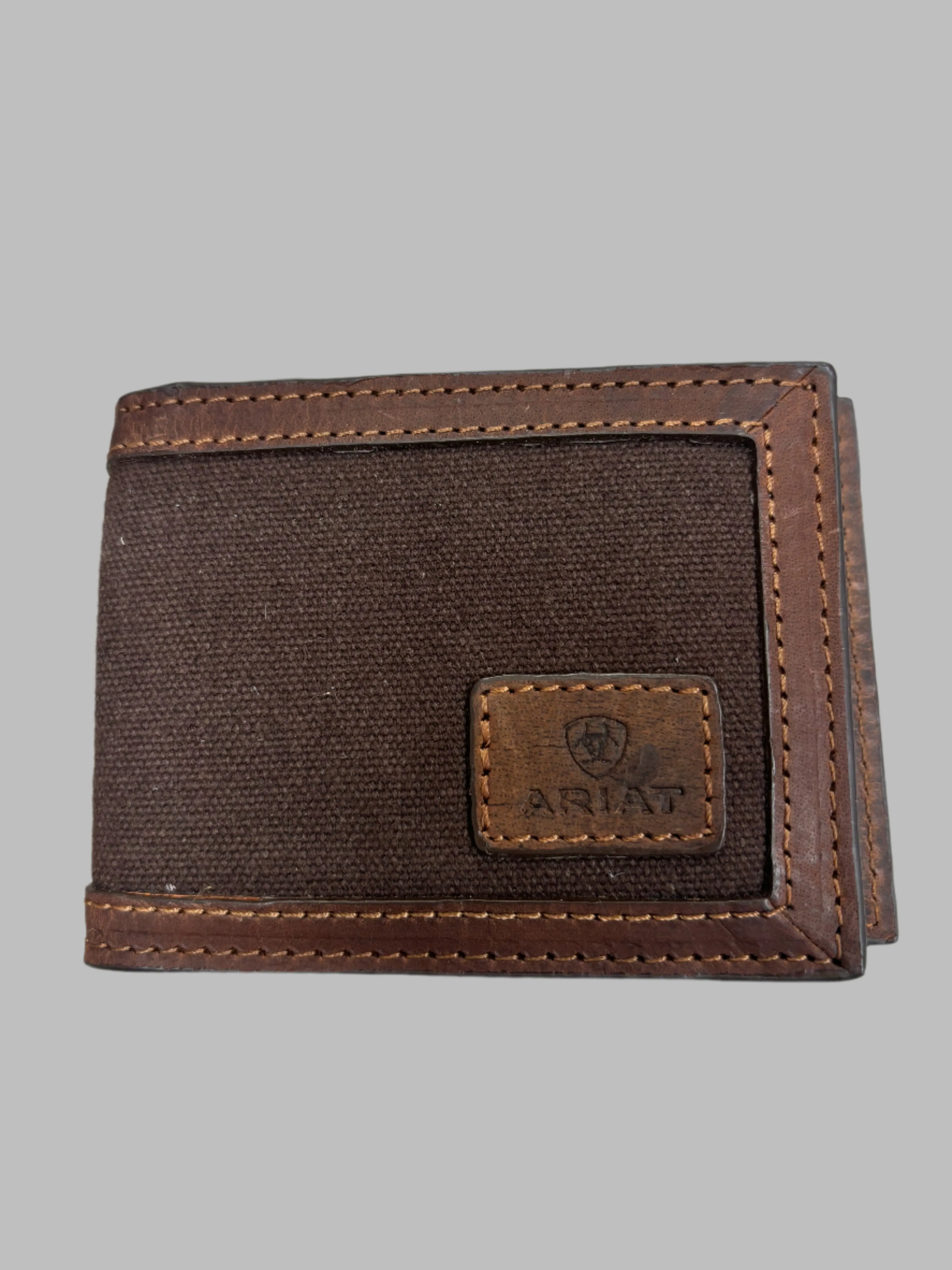 Ariat Mens Brown Logo Canvas & Leather Card Case A3552402