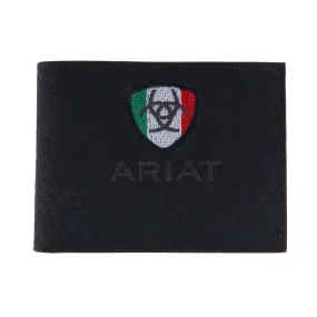 Ariat Men's Mexico Flag Leather Removable Passcase Bifold Wallet