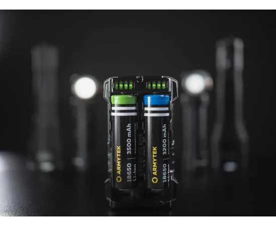 Armytek Handy C2 Pro Charger / 2ch / LED indication / Input 5V MicroUSB / Output 2x1A / Powerbank 2.5A / 
for IMR/Li-Ion, Ni-MH, Ni-Cd