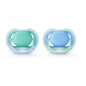 Avent - 2Pk Ultra Air Pacifier, 6/18M, Blue/Green