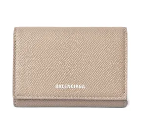 Balenciaga Leather Card Case/Coin Case Light Brown