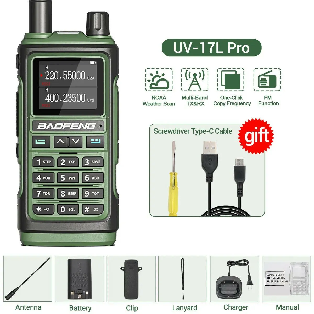 BaoFeng UV-17 Pro V2 Walkie Talkie Wireless Copy Frequency 16 KM Long Range Waterproof Poweful Two Way Radio UV-5R S22 Ham Radio