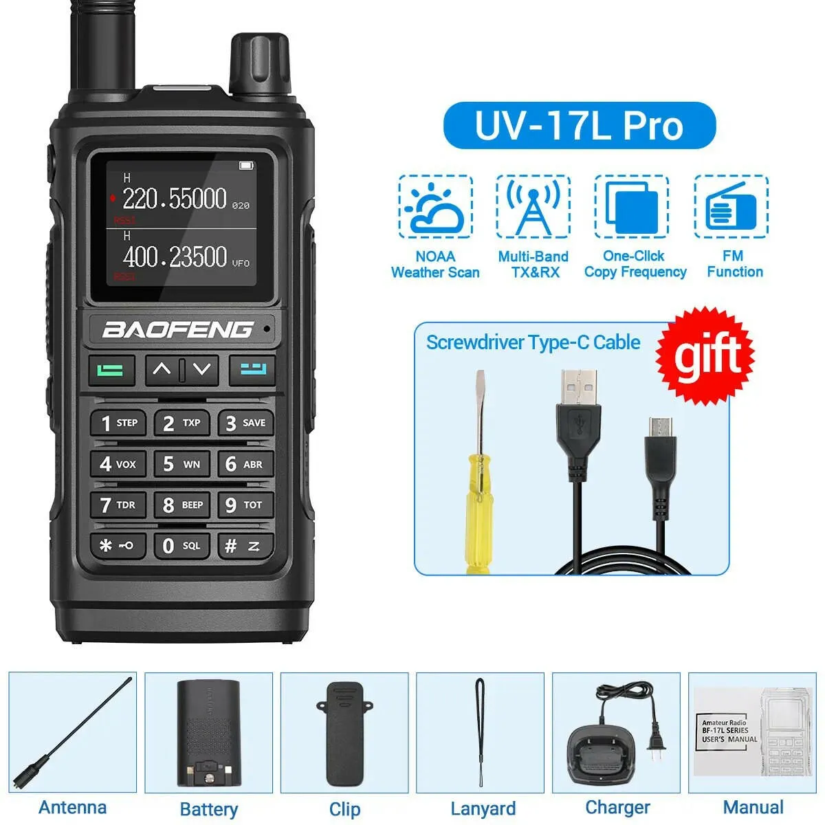 BaoFeng UV-17 Pro V2 Walkie Talkie Wireless Copy Frequency 16 KM Long Range Waterproof Poweful Two Way Radio UV-5R S22 Ham Radio