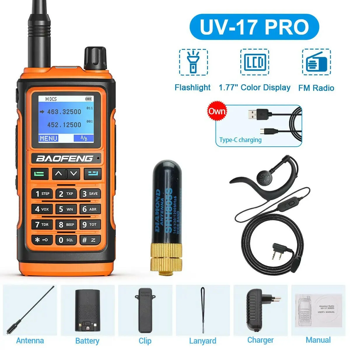 BaoFeng UV-17 Pro V2 Walkie Talkie Wireless Copy Frequency 16 KM Long Range Waterproof Poweful Two Way Radio UV-5R S22 Ham Radio