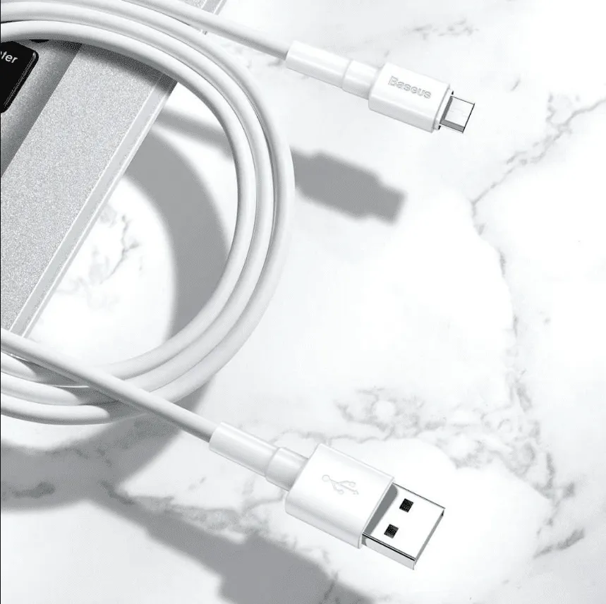 Baseus Mini White Cable USB For Micro 2.4A 1m