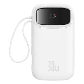 Baseus Pow 2 Digital Display Fast-Charging Power Bank with 2 Built-in Type-C Cable, White