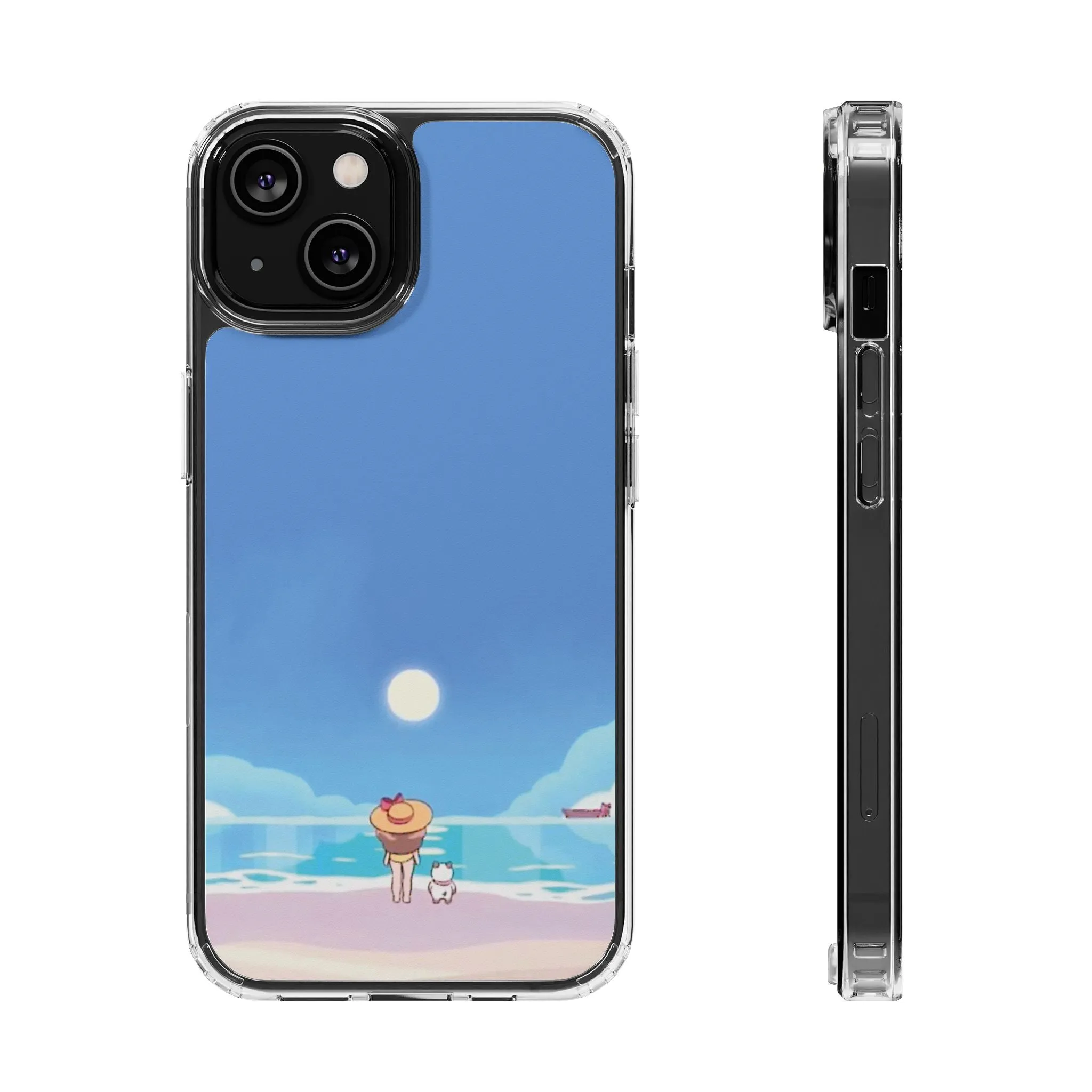 Bee & Puppycat Beach Clear Phone Case, Protective Phone Cover