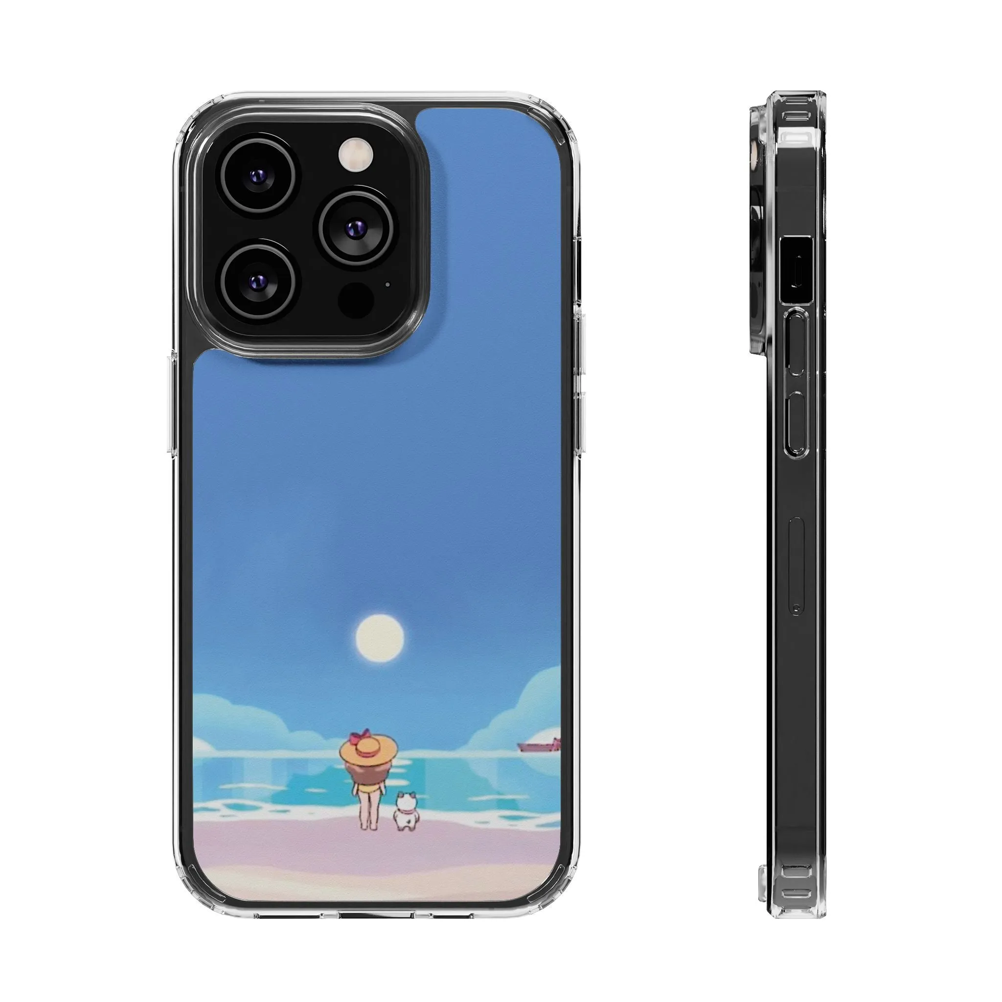 Bee & Puppycat Beach Clear Phone Case, Protective Phone Cover