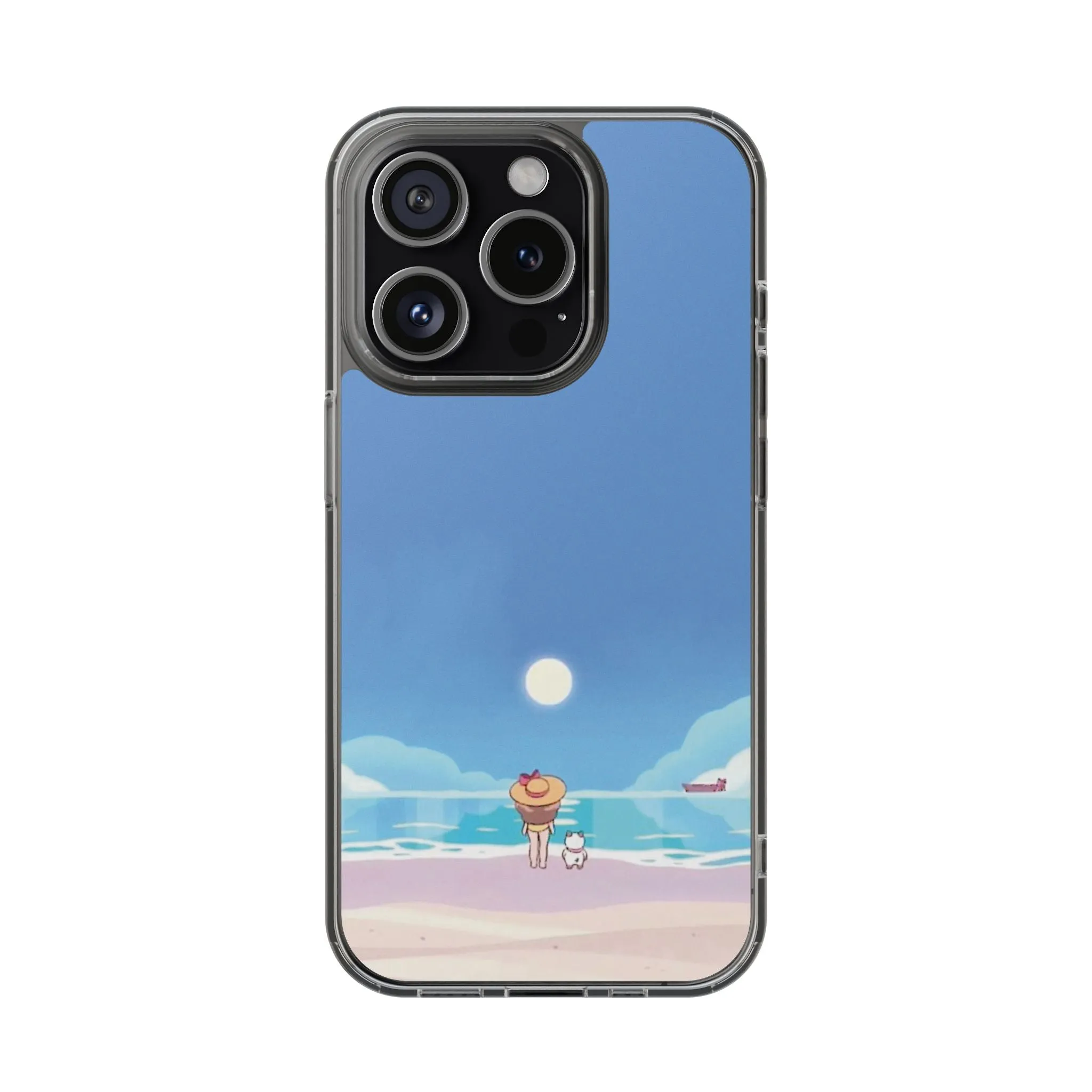 Bee & Puppycat Beach Clear Phone Case, Protective Phone Cover