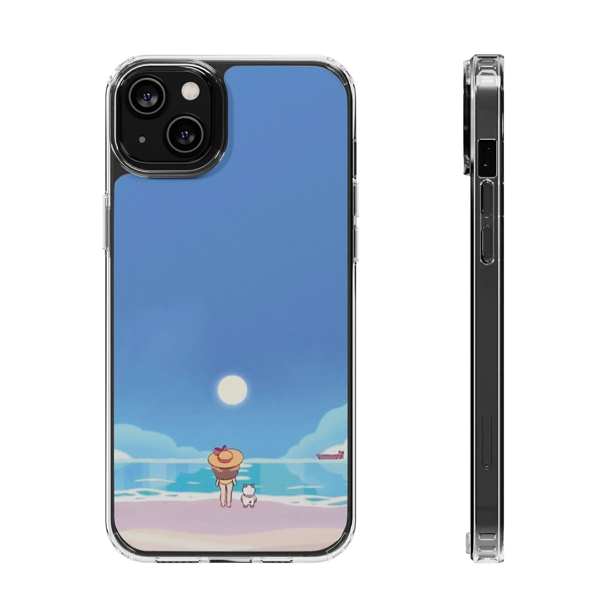 Bee & Puppycat Beach Clear Phone Case, Protective Phone Cover