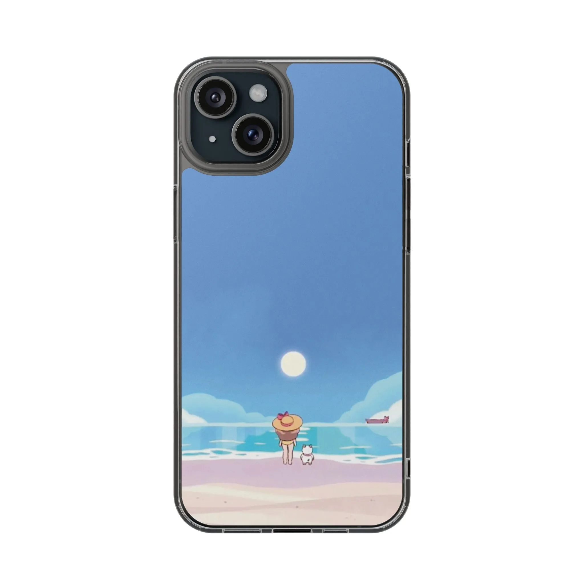 Bee & Puppycat Beach Clear Phone Case, Protective Phone Cover