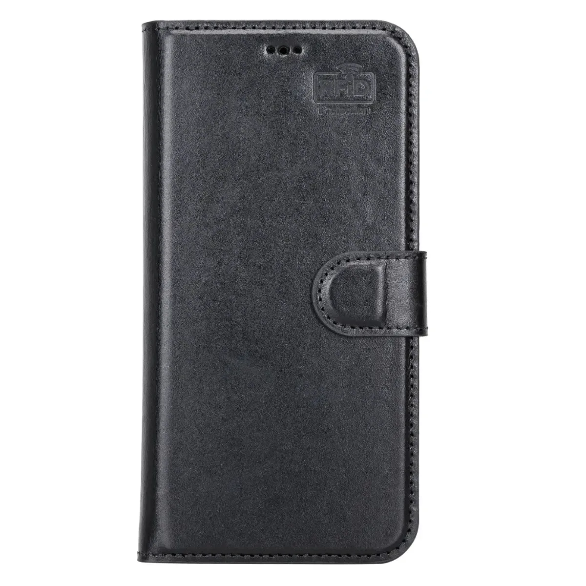 Black Leather Magnetic Case for iPhone 13 Pro Max (RFID)