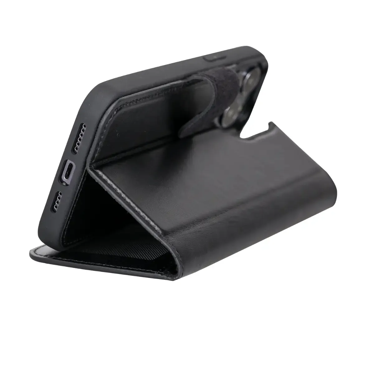 Black Leather Magnetic Case for iPhone 13 Pro Max (RFID)