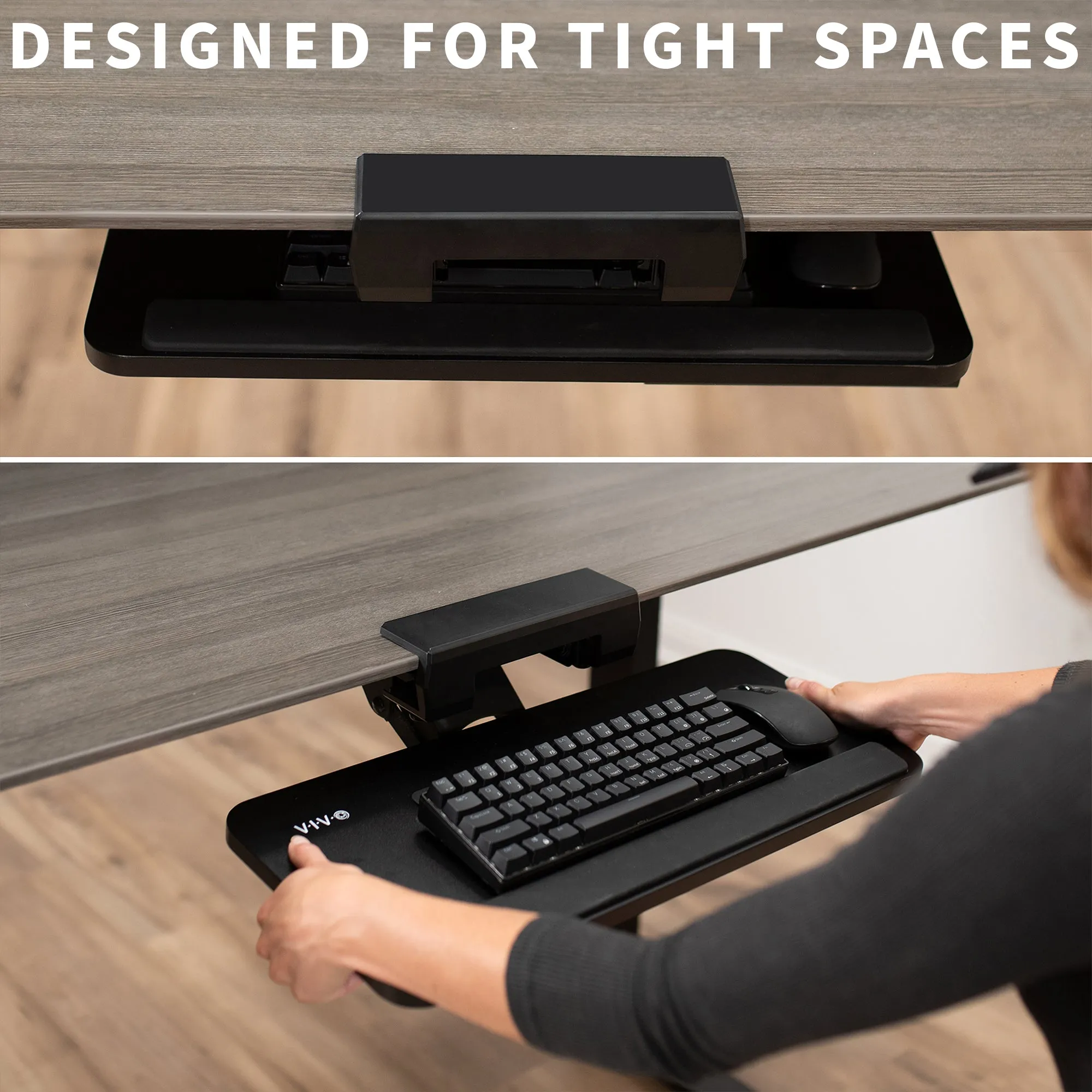 Black Under Desk Keyboard Tray with Mousepad