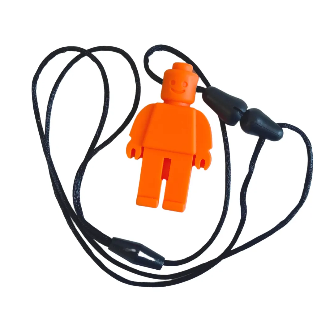 Block Man Sensory Chew Necklace - Free Hygiene Case