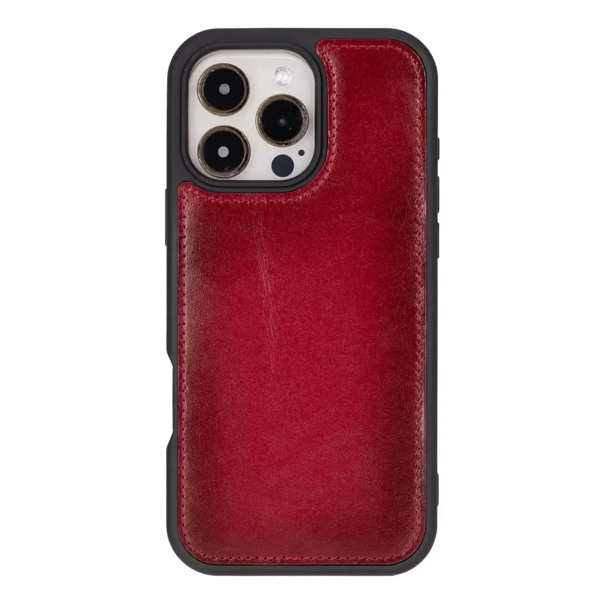 Burnished Red Leather iPhone 16 Pro Max Wallet Case