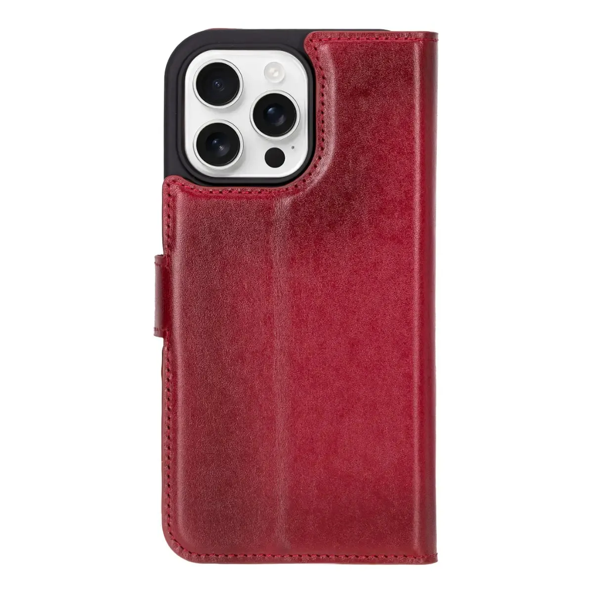 Burnished Red Leather iPhone 16 Pro Max Wallet Case