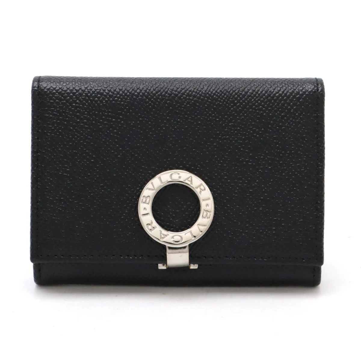 Bvlgari Grain Leather Logo Clip Card Case 30420